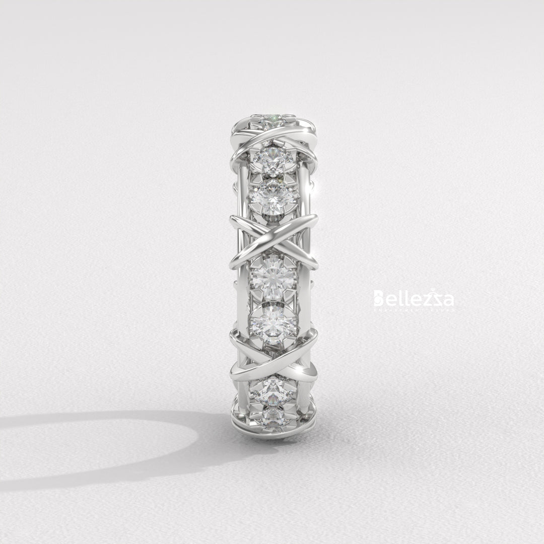 Round Diamond Unique Full Eternity Lab Grown Wedding Band