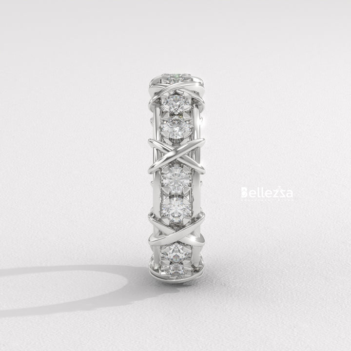Round Diamond Unique Full Eternity Lab Grown Wedding Band