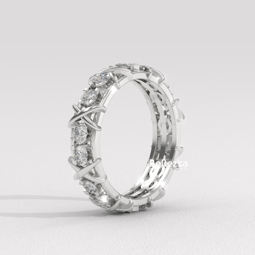 Round Diamond Unique Full Eternity Lab Grown Wedding Band