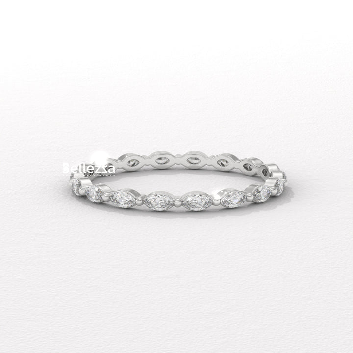 East-West Marquise Diamond Eternity Lab Grown Wedding Band