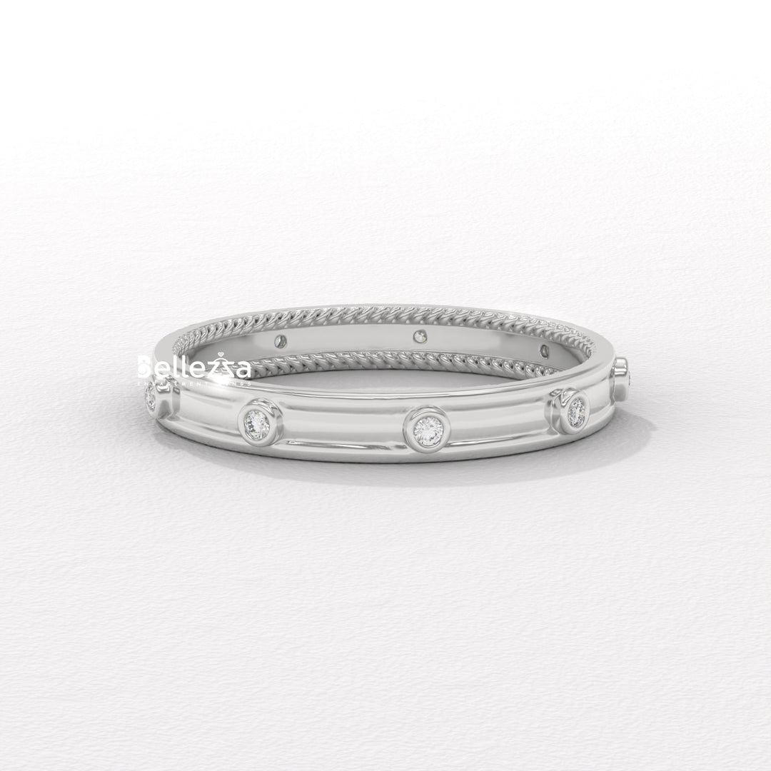 Round Diamond Unique Distance Statment Lab Grown Wedding Band