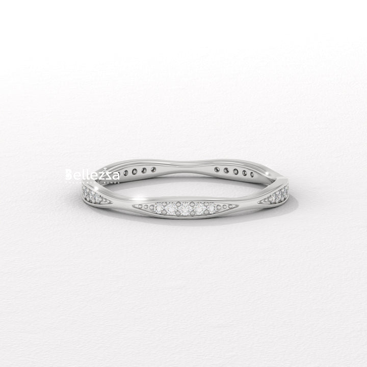 Round Diamond Unique Vintage Style Lab Grown Wedding Band