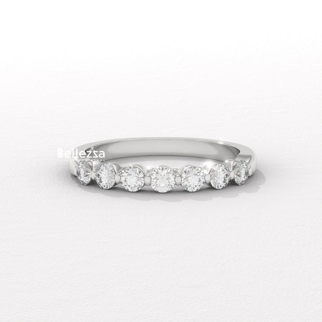 Round Diamond Half Eternity Pave Setting Lab Grown Wedding Band