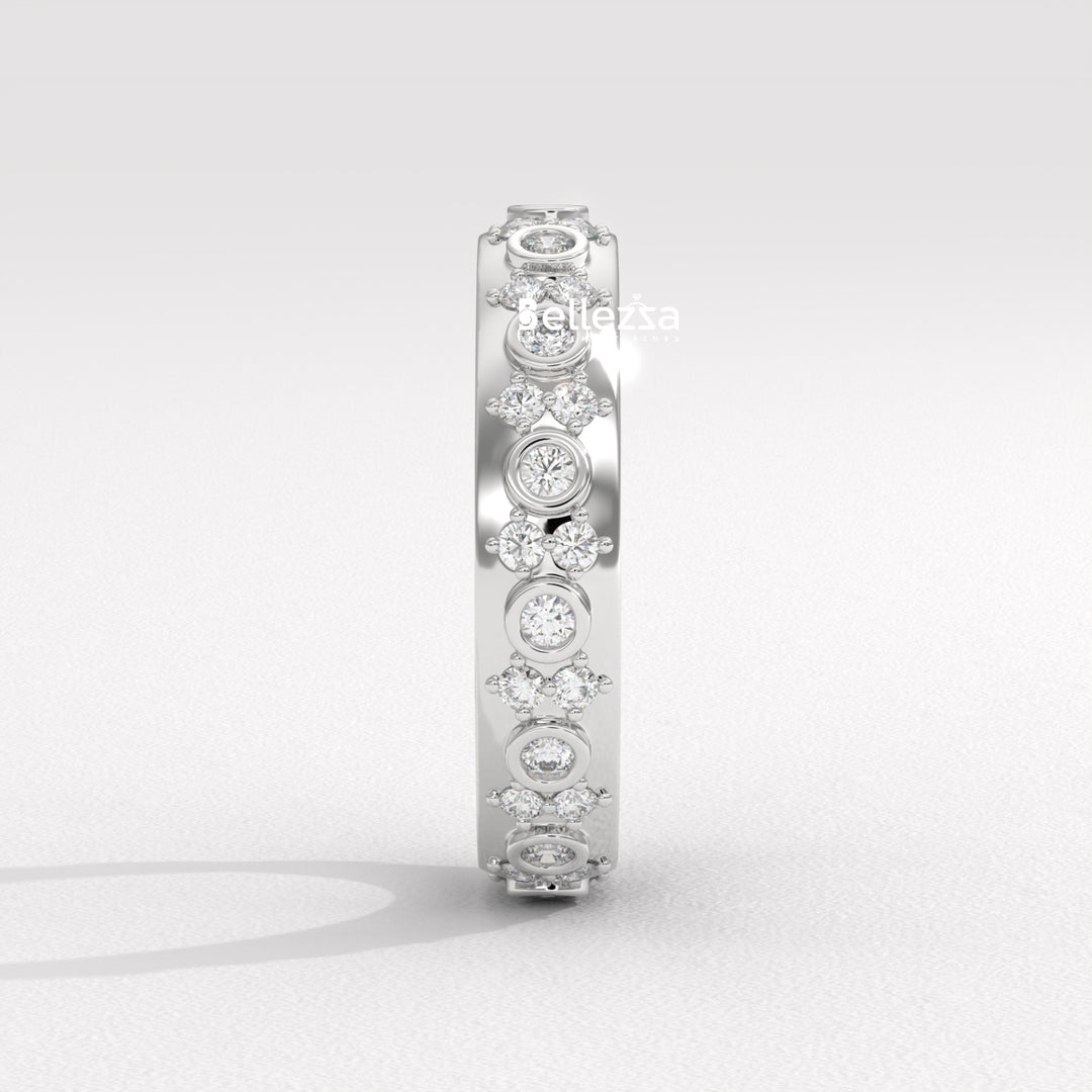 Round Diamond Cluster Setting Full Eternity Lab Grown Wedding Band