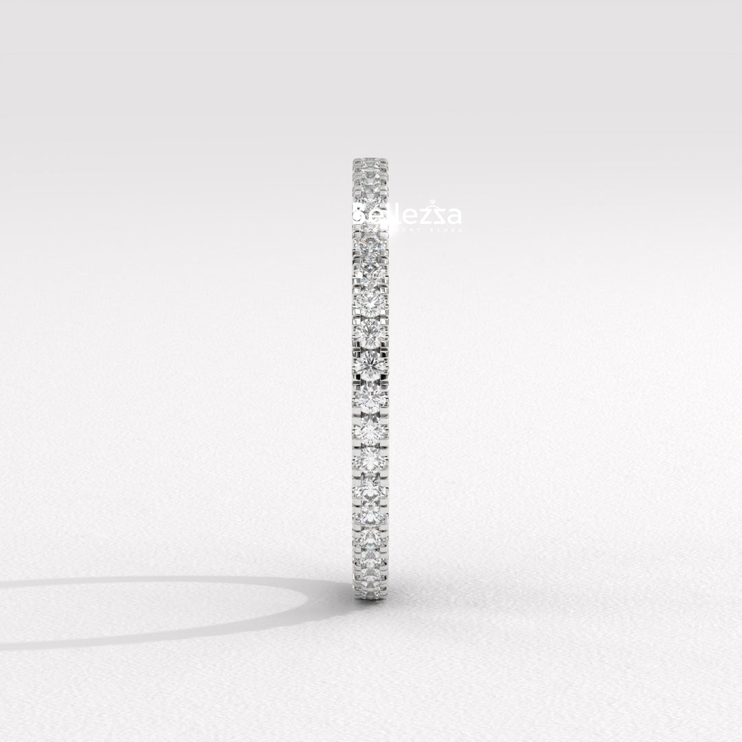 Round Diamond Pave Setting Eternity Lab Grown  Wedding Band