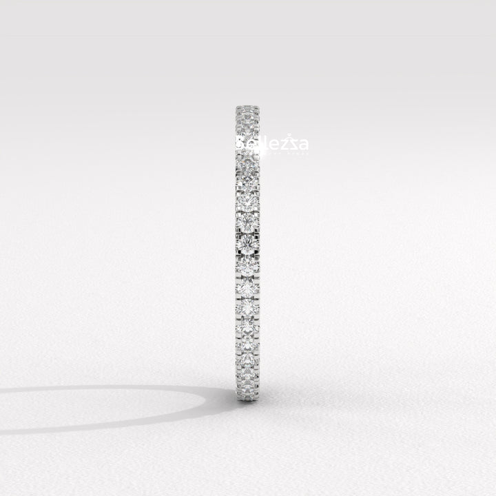 Round Diamond Pave Setting Eternity Lab Grown  Wedding Band