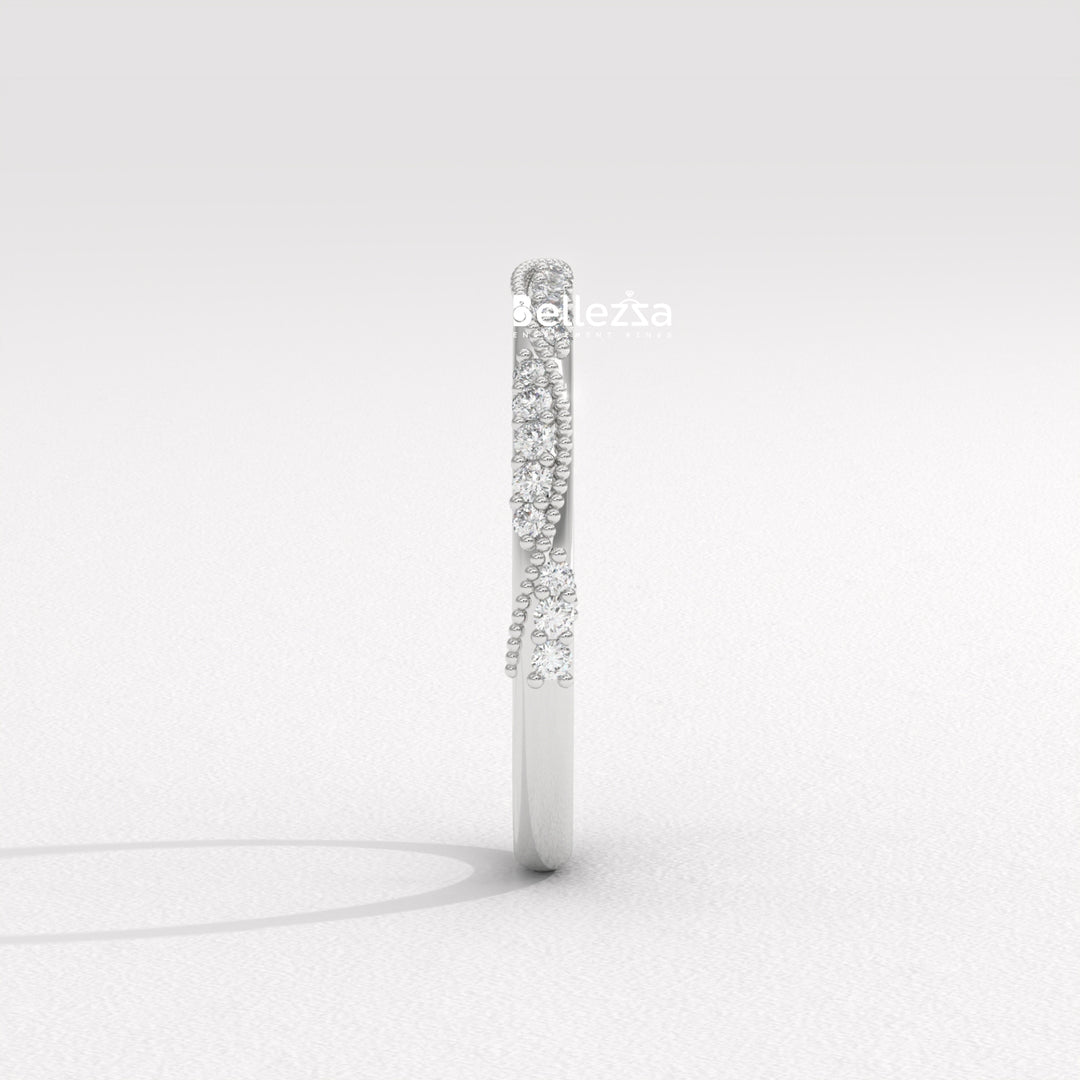 Round Diamond Vintage Style Half Eternity Lab Grown Wedding Band