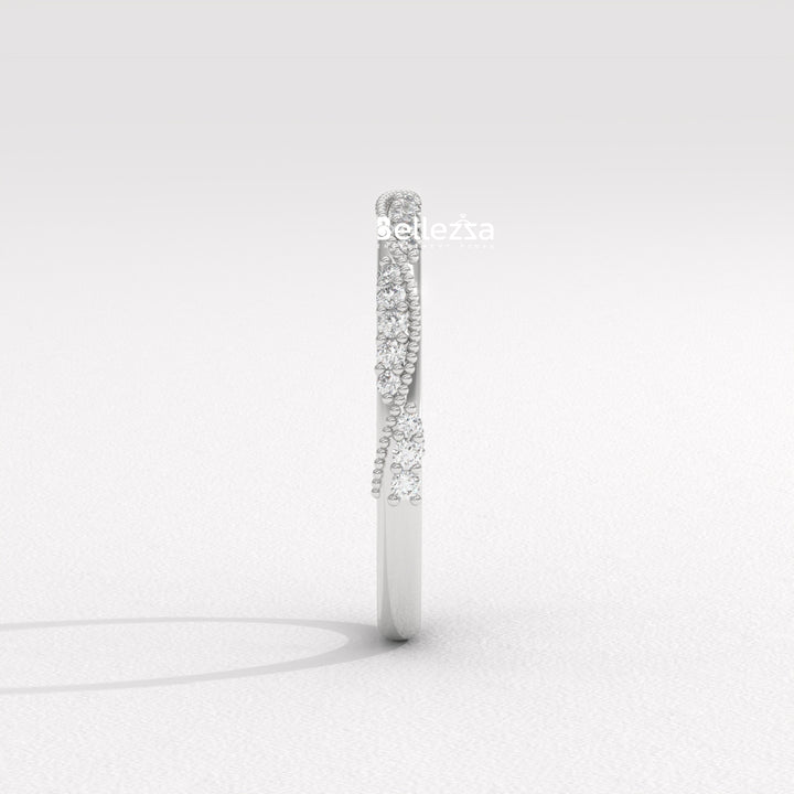 Round Diamond Vintage Style Half Eternity Lab Grown Wedding Band