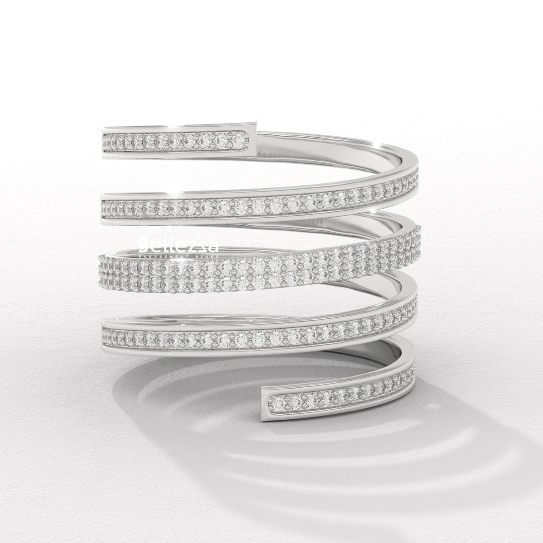 Round Diamond Spiral Style Unique Lab Grown Wedding Ring