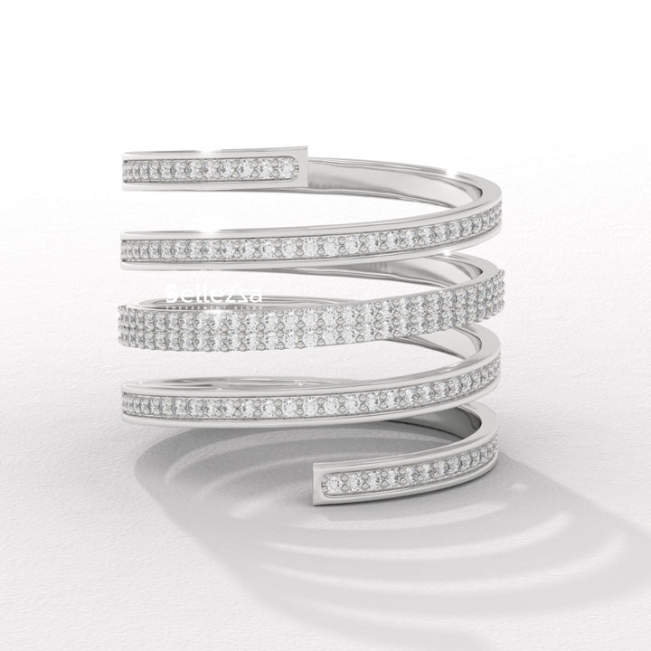 Round Diamond Spiral Style Unique Lab Grown Wedding Ring
