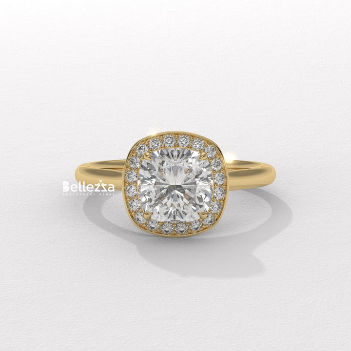1.50-2.50CT Cushion Cut CVD Diamond Halo Setting Engagement Ring