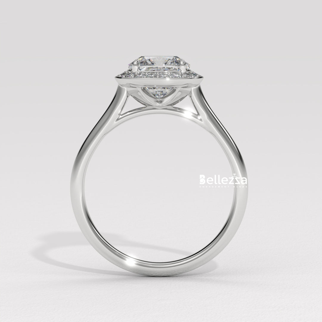 1.50-2.50CT Cushion Cut CVD Diamond Halo Setting Engagement Ring