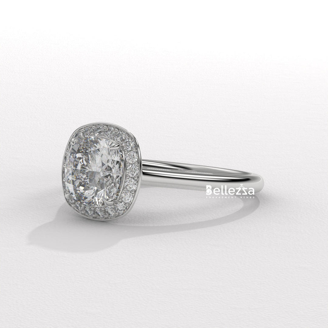 1.50-2.50CT Cushion Cut CVD Diamond Halo Setting Engagement Ring