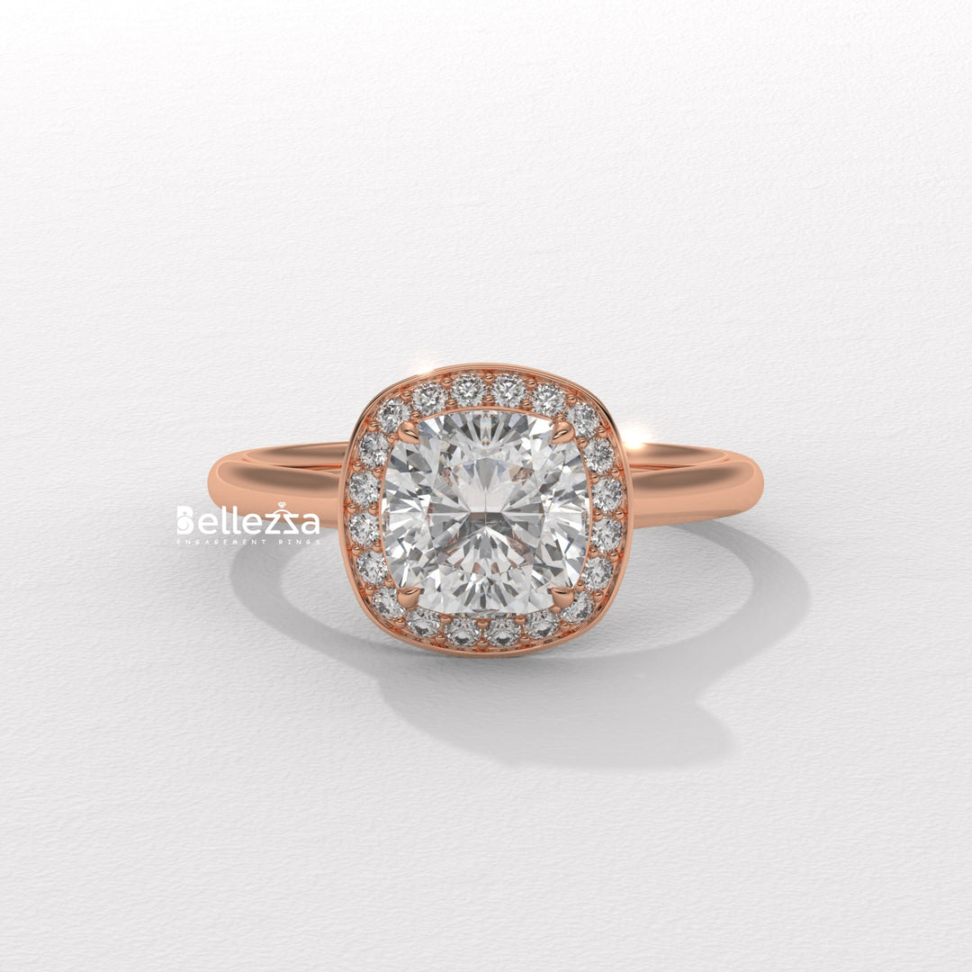 1.50-2.50CT Cushion Cut CVD Diamond Halo Setting Engagement Ring