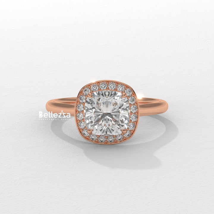 1.50-2.50CT Cushion Cut CVD Diamond Halo Setting Engagement Ring