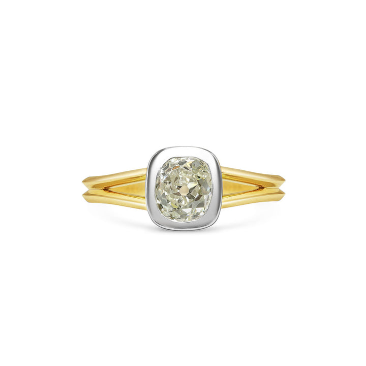 1.0CT Warm Old Mine Cushion Diamond Bezel Setting Lab Grown Ring
