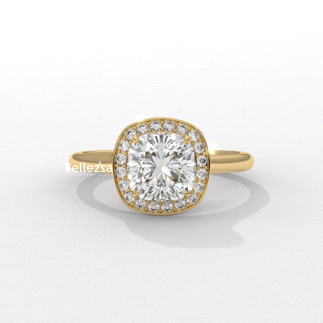 1.50-2.50CT Cushion Cut CVD Diamond Halo Setting Engagement Ring