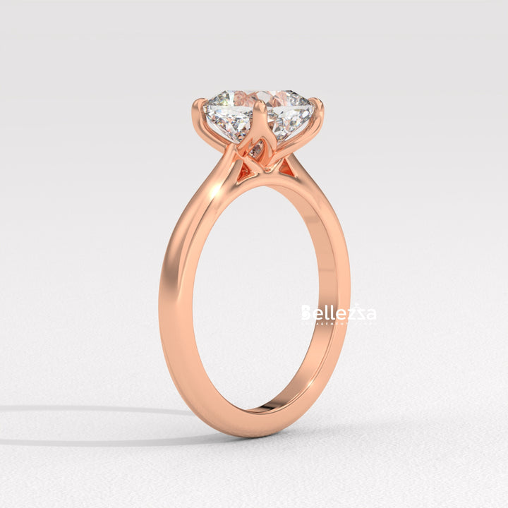 1.0-2.0CT Cushion Diamond Solitaire Setting Lab Grown Engagement Ring