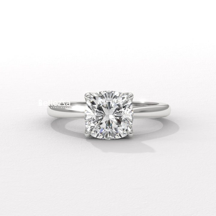 1.0-2.0CT Cushion Diamond Solitaire Setting Lab Grown Engagement Ring