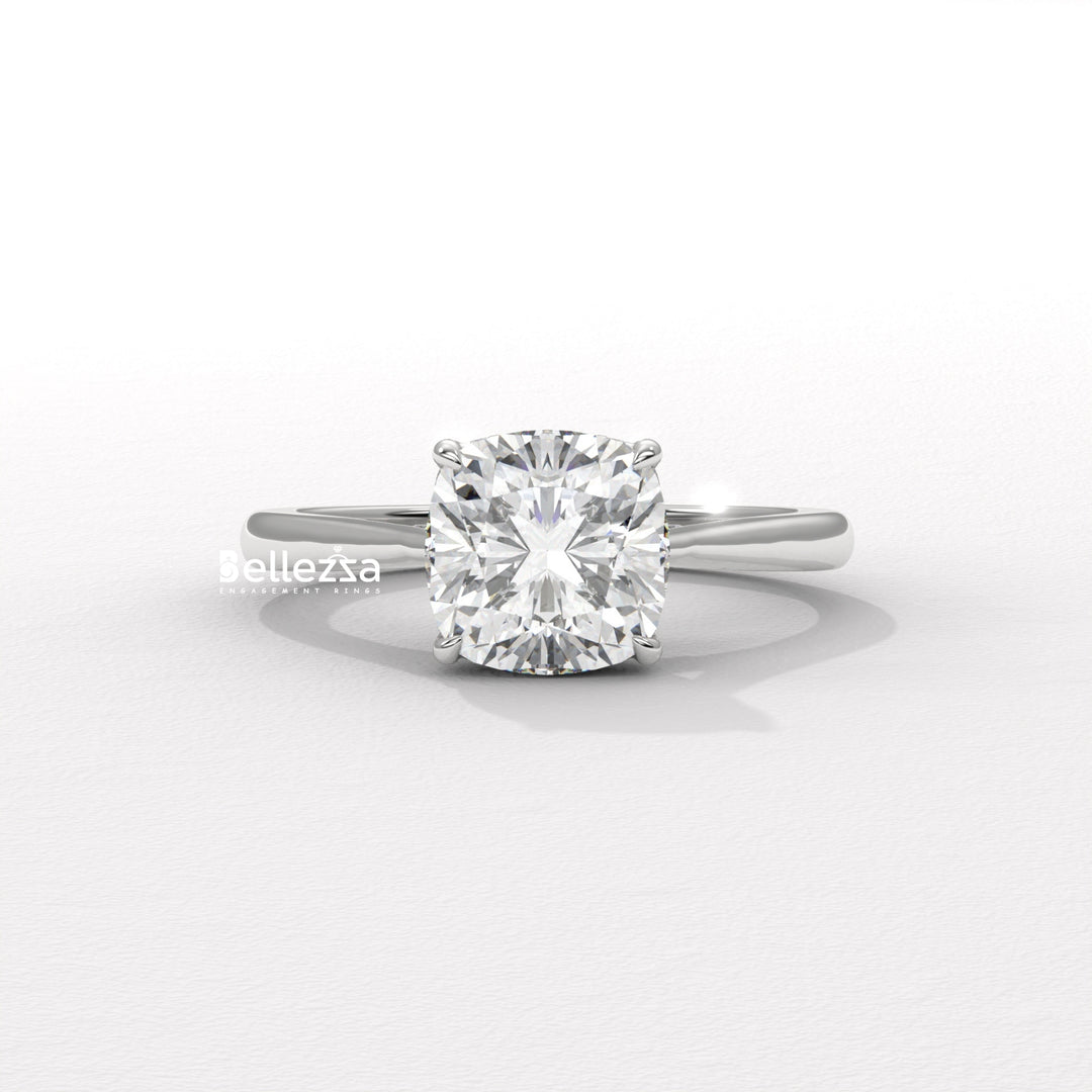 1.50-2.50CT Cushion Cut Diamond Hidden Halo Lab Grown Engagement Ring