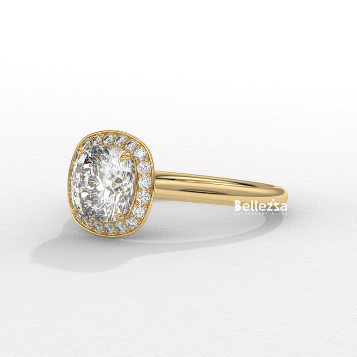 1.50-2.50CT Cushion Cut CVD Diamond Halo Setting Engagement Ring