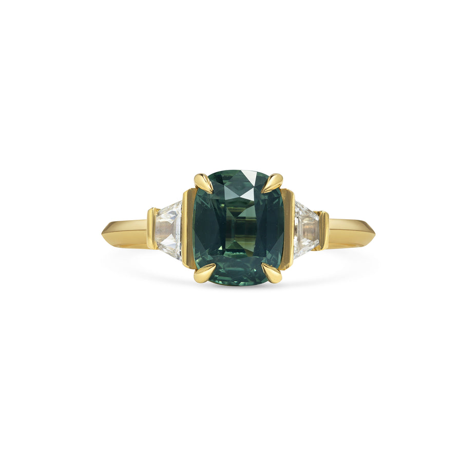 2.50CT Teal Sapphire Elongated Cushion Cut Three Stone Lab Grown Ring
