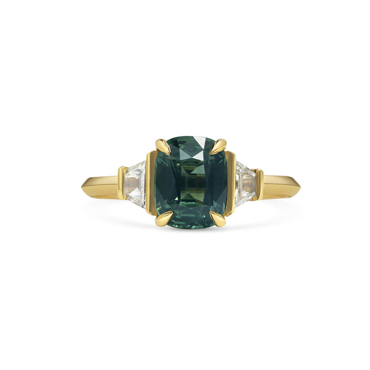 2.50CT Teal Sapphire Elongated Cushion Cut Three Stone Lab Grown Ring