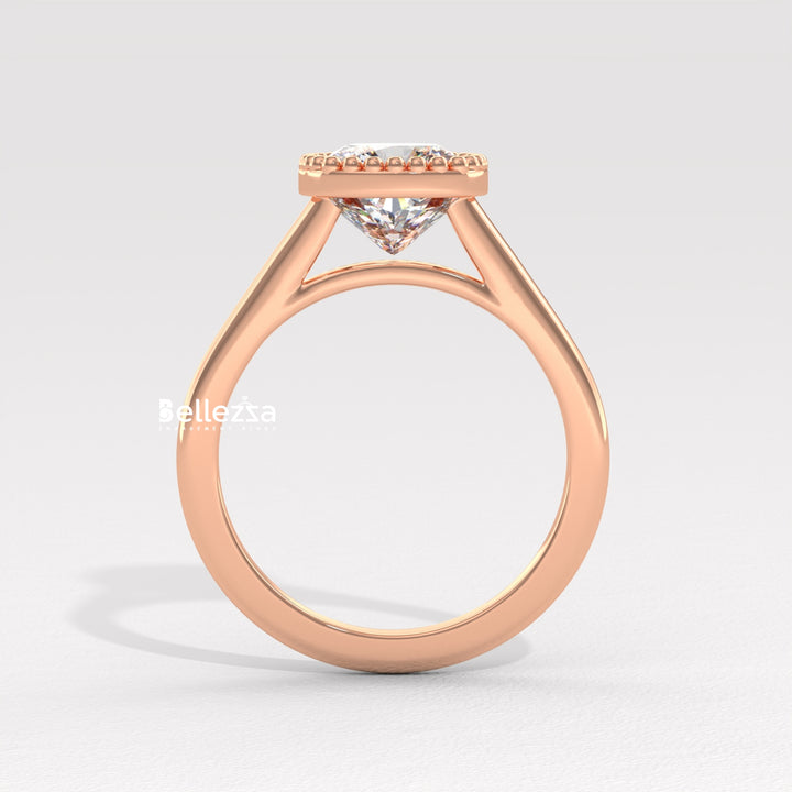 1.0-2.0CT Cushion Diamond Vintage Bezel Setting Lab Grown Engagement Ring