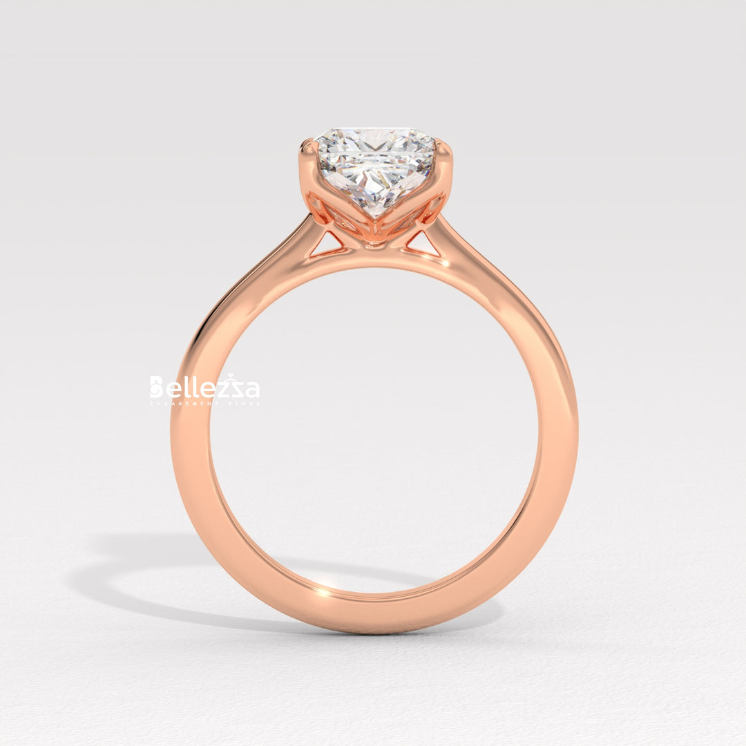 1.0-2.0CT Cushion Diamond Solitaire Setting Lab Grown Engagement Ring