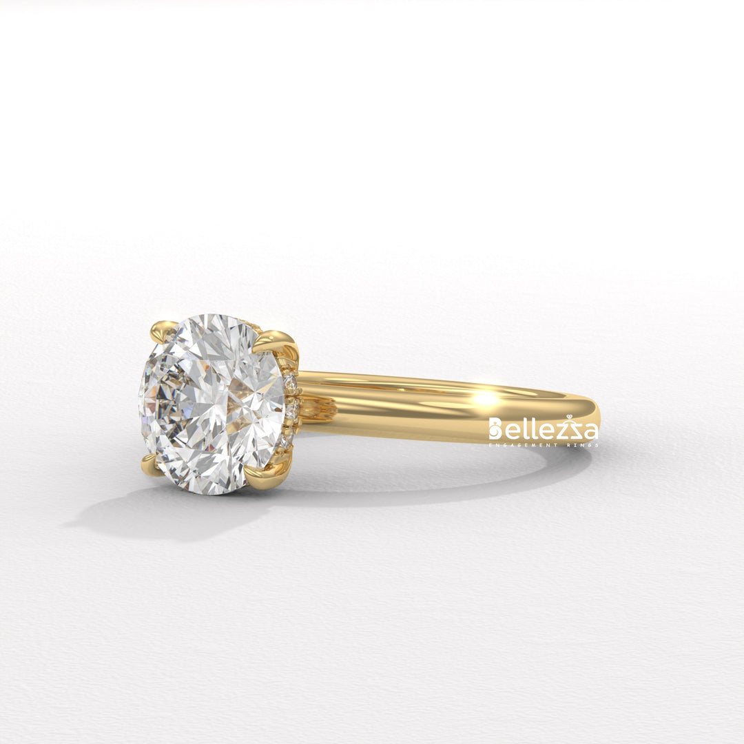 1.0-2.0CT Round Cut Hidden Halo Lab Grown Engagement Ring