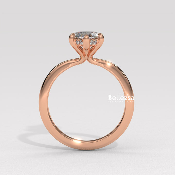 2.50-3.50CT Marquise Cut CVD Diamond Hidden Halo Engagement Ring