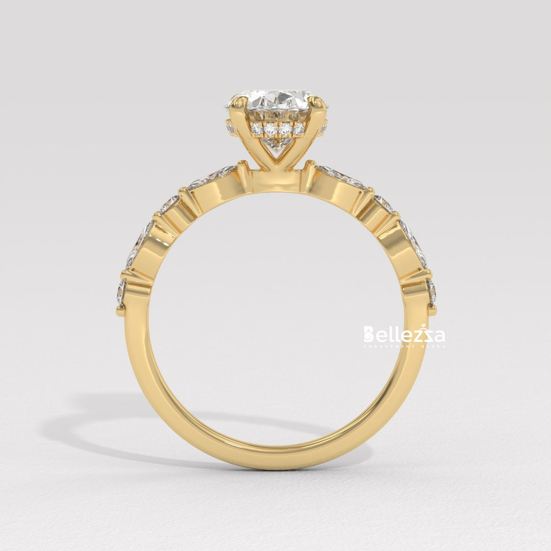 2.0-3.0CT Oval Diamond Pave Setting Lab Grown Engagement Ring