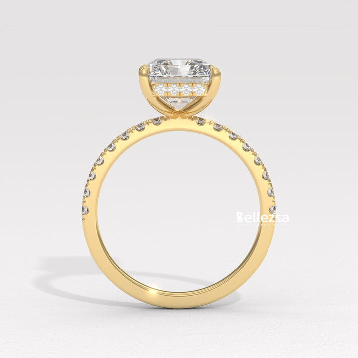 2.50-3.50CT Radiant Diamond Hidden Halo Lab Grown Engagement Ring
