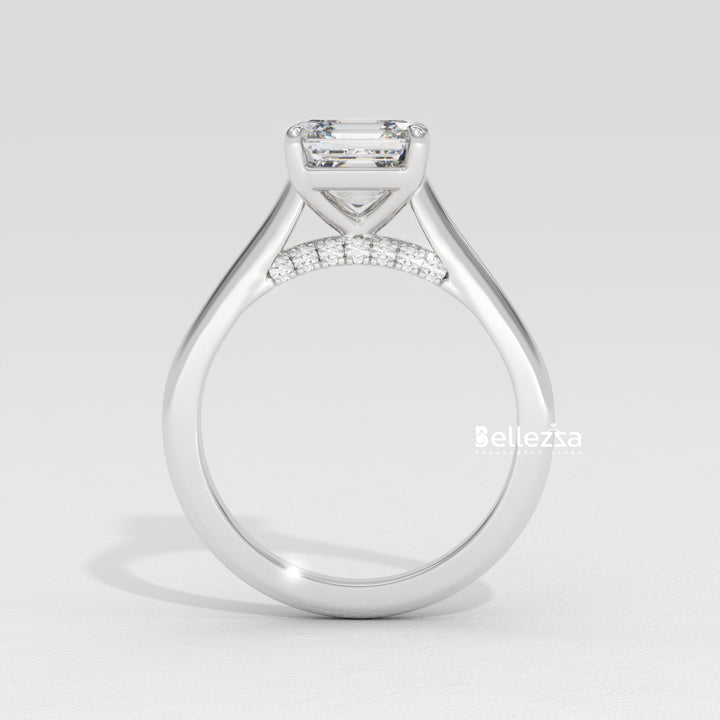 1.0-2.0CT Asscher Cut Solitaire CVD Diamond Engagement Ring