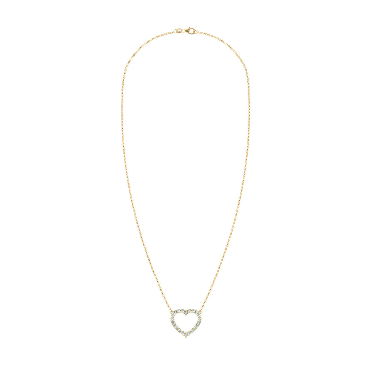 1.45TCW Round Open Heart Moissanite March Birthstone Necklace
