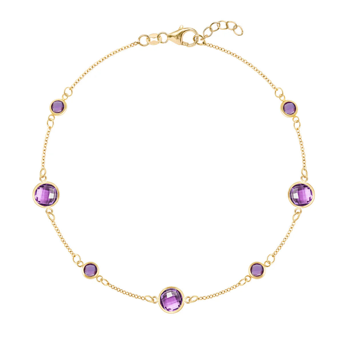 2.12TCW Round Cut Amethyst Moissanite February Birthstone Bracelet
