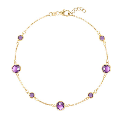 2.12TCW Round Cut Amethyst Moissanite February Birthstone Bracelet