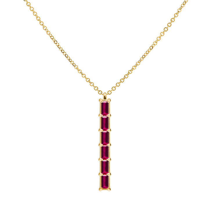 0.84TCW Baguette Cut Ruby Moissanite July Birthstone Necklace