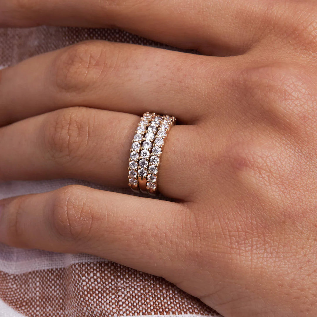 1.32TCW Round Diamond Eternity Moissanite April Birthstone Wedding Band