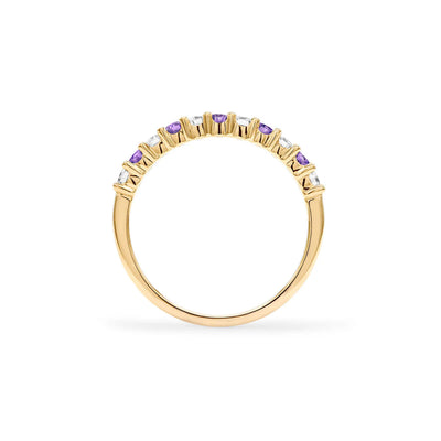 1.30TCW Round Amethyst Moissanite February Birthstone Wedding Band