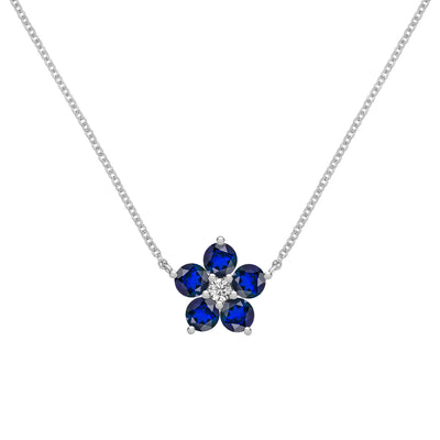 1.45 TCW Round Cut Flower Design Moissanite Necklace-September Birthstone
