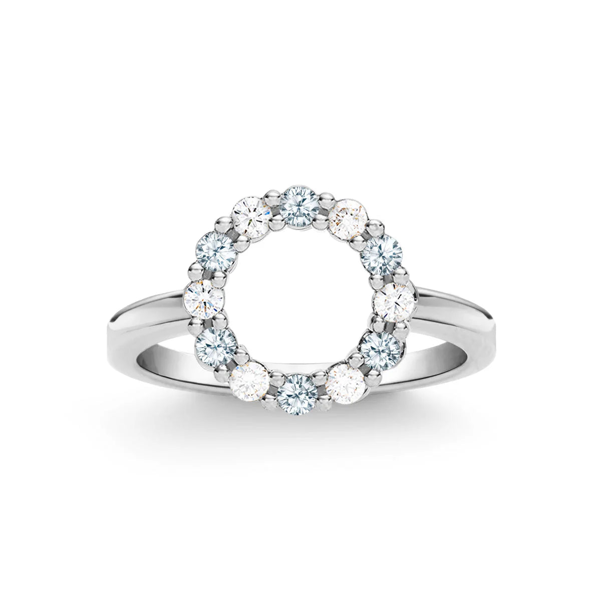 1.45TCW Round Open Circle Moissanite March Birthstone Wedding Ring