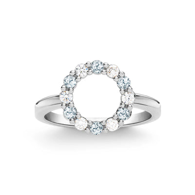 1.45TCW Round Open Circle Moissanite March Birthstone Wedding Ring
