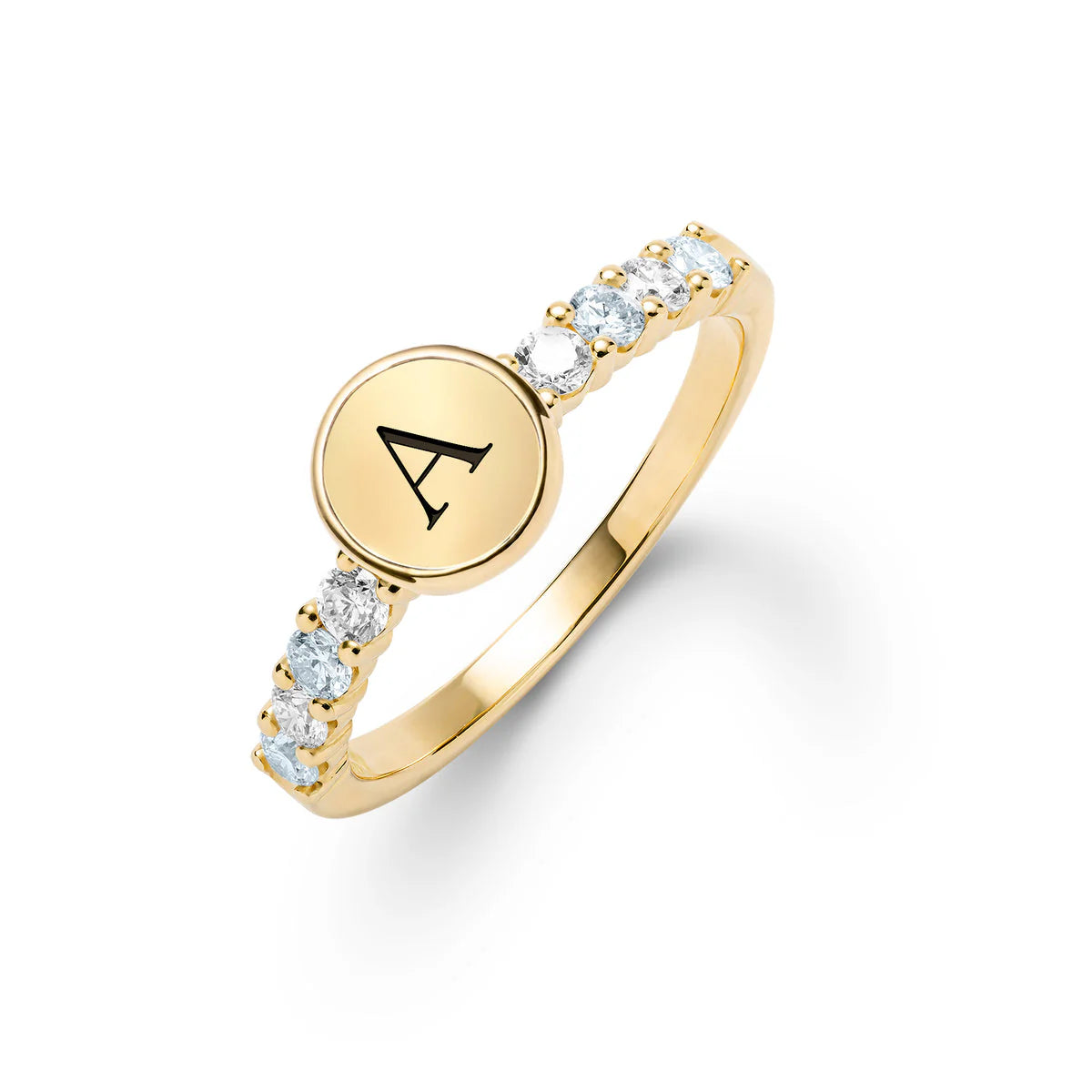 0.96TCW Round Cut Customized Moissanite March Birthstone Ring