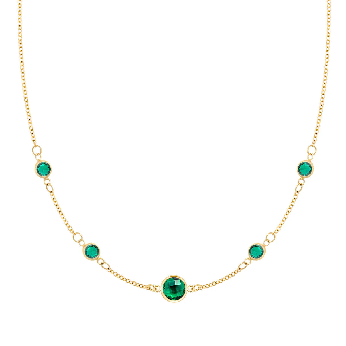 1.84TCW Round Cut Emerald Moissanite May Birthstone Necklace