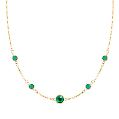 1.84TCW Round Cut Emerald Moissanite May Birthstone Necklace