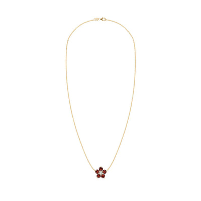 1.45 TCW Round Cut Flower Design Moissanite Necklace-January Birthstone