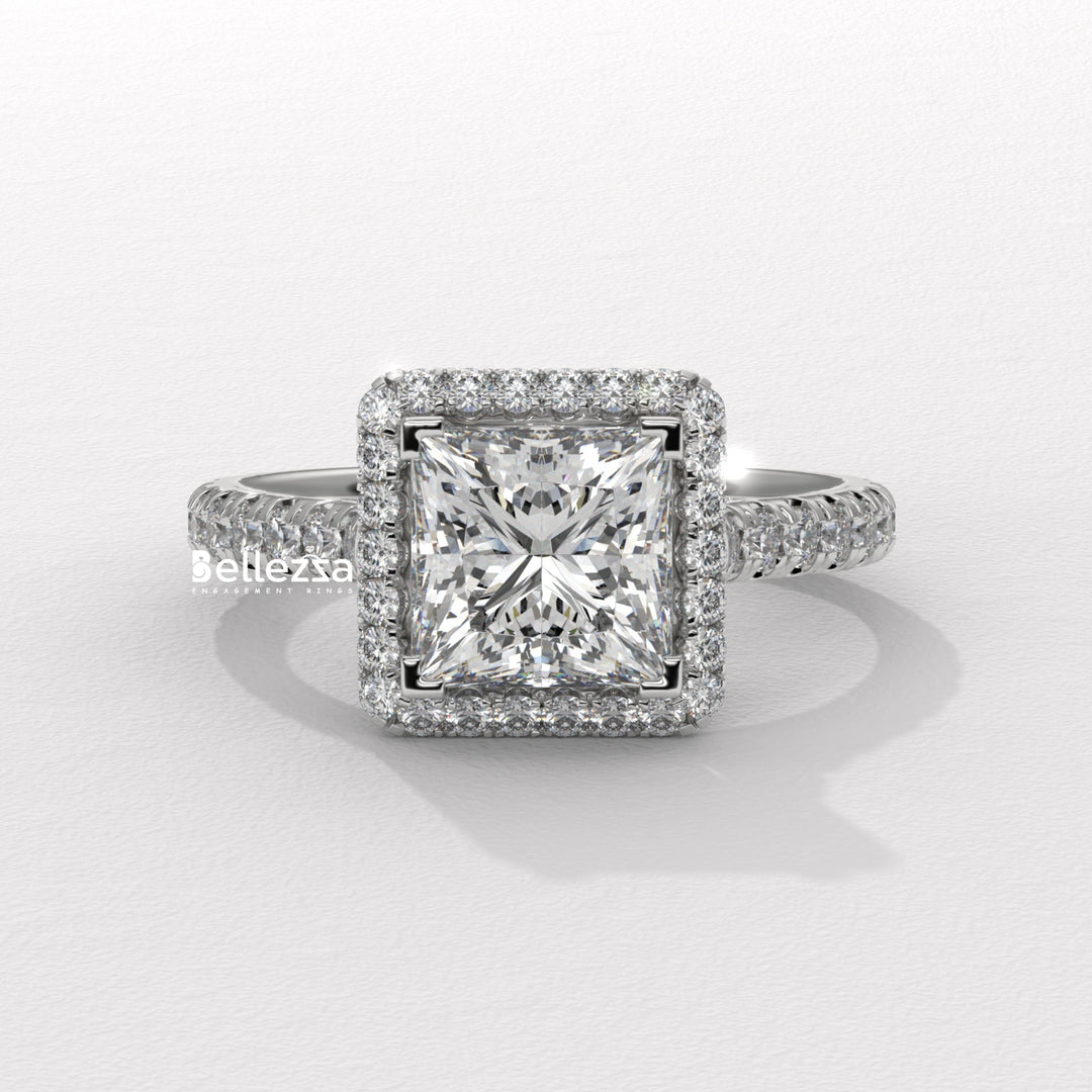 pavé setting engagement ring, pavé diamond ring, pavé band engagement ring