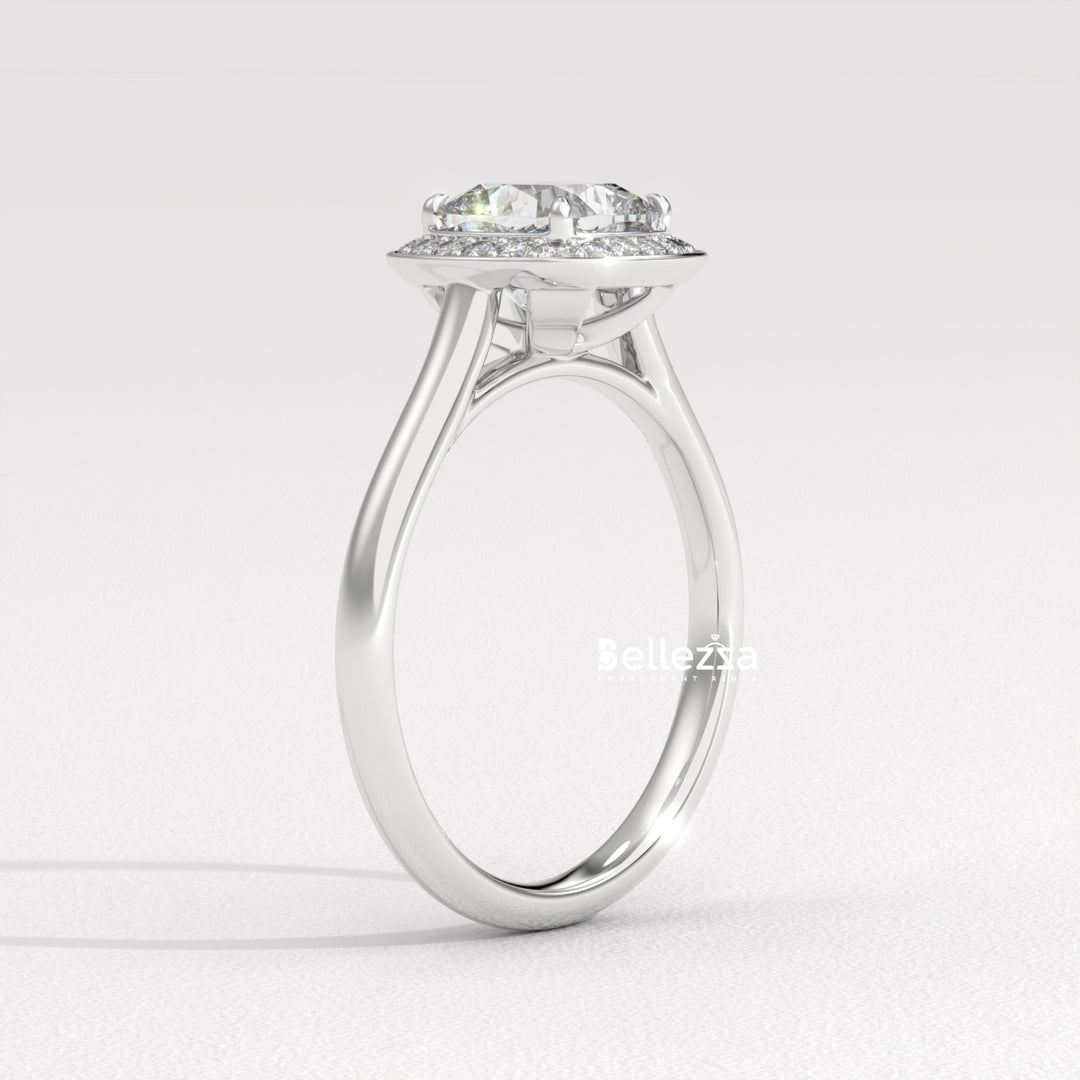 1.50-2.50CT Cushion Cut CVD Diamond Halo Setting Engagement Ring