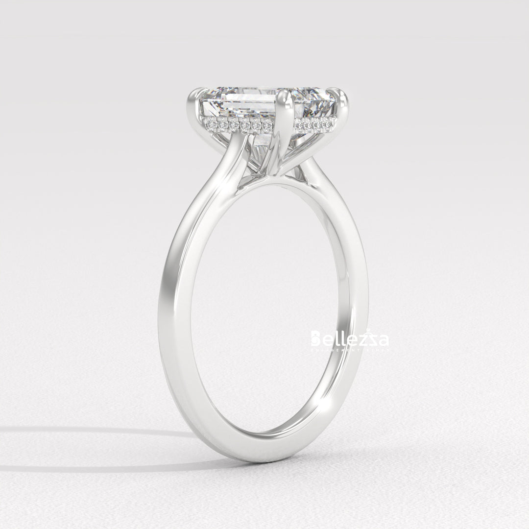 1.50-2.50CT Emerald Diamond Hidden Halo Lab Grown Engagement Ring